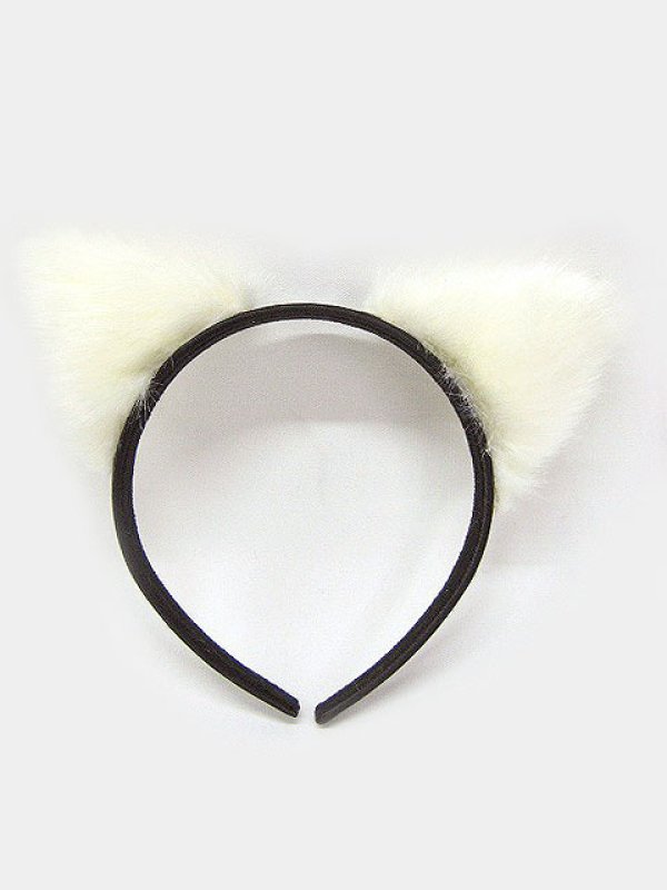 画像2: 【新品】 ねこみみカチューシャ (ホワイト×ブラック) -ha-klt-ha-k-131207-NE.L.AC.660.T_B147 (2)