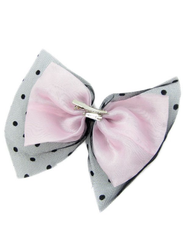 画像2: 【新品】ドットチュール2WAYブローチ&ヘアピン(ピンク/ブラック)brooch/hair pin HA_158_B141 (2)