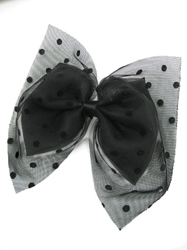 画像1: 【新品】ドットチュール2WAYブローチ&ヘアピン(ブラック/ブラック)brooch/hair pin HA_156_B135 (1)
