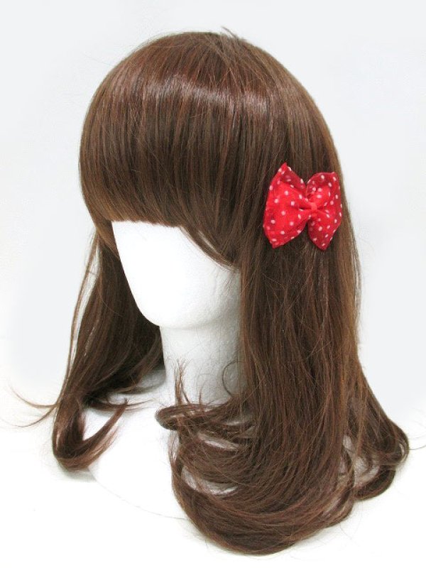 画像3: 【新品】ドットオーガンジーミニリボンヘアクリップ(レッド) HA_149_B147 (3)