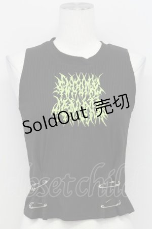 画像: ACDC RAG / Vivid Gloomy Sleevelessトップス  黒Ｘ緑 T-25-03-26-009-PU-TO-SA-ZT