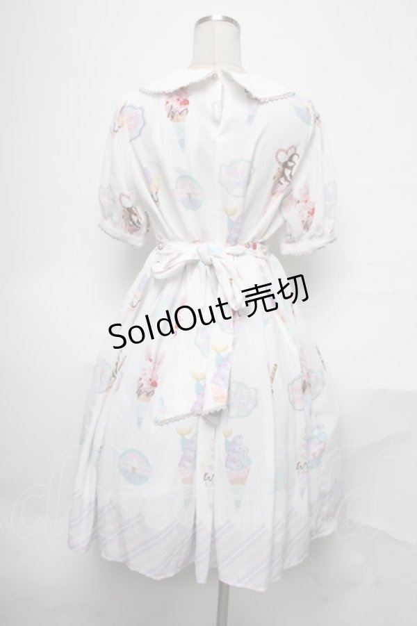 画像2: axes femme kawaii / アイス柄半袖ワンピース  白 S-25-03-28-054-AX-OP-AS-ZS (2)