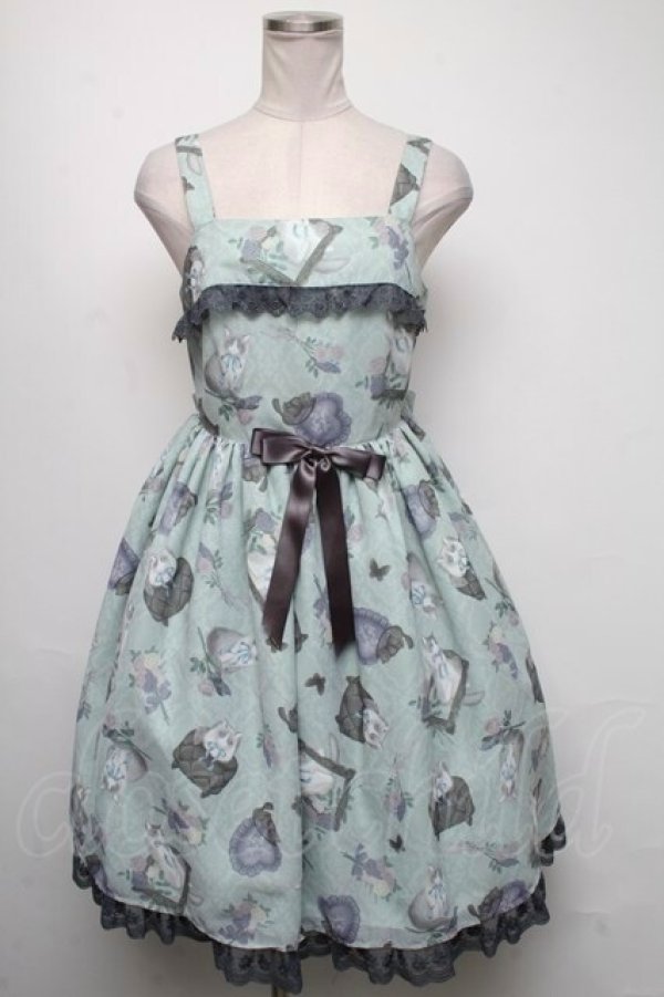 画像1: Angelic Pretty / Lady Cat Roomジャンパースカート  ミント S-25-05-05-043-AP-OP-HR-ZS (1)