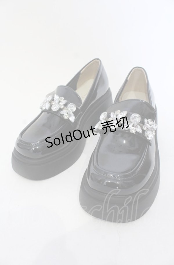 画像1: axes femme POETIQUE / ビジューデザインローファー M クロ O-25-05-28-145-AX-SH-IG-ZT-K005 (1)