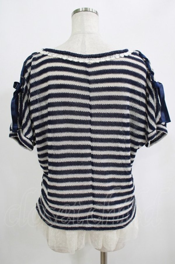 画像3: axes femme / 裾チュールボーダープルオーバー M ネイビー H-25-09-06-031-AX-TO-NS-ZH (3)