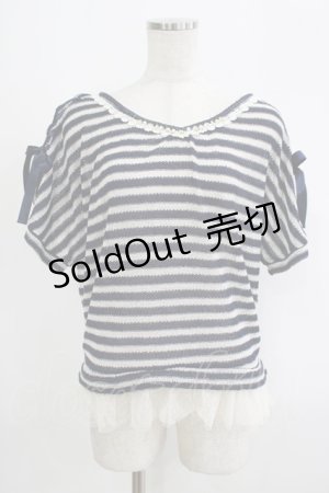 画像: axes femme / 裾チュールボーダープルオーバー M ネイビー H-25-09-06-031-AX-TO-NS-ZH