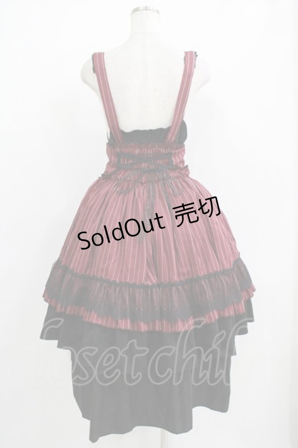 画像3: 逗?（海外ロリータブランド） / ストライプジャンパースカート Free ボルドー H-25-11-01-033-EL-OP-NS-ZH (3)