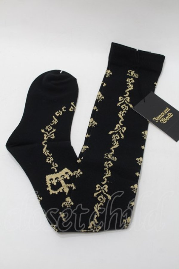 画像1: Innocent World / Union Flag ラメオーバーニー  黒ｘゴールド S-25-10-24-1003-IW-ZA-HR-ZS (1)