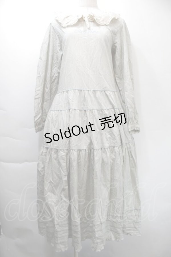 画像1: PINK HOUSE / 刺繍ストライプワンピース  サックス S-25-11-03-035-LO-OP-SZ-ZS (1)