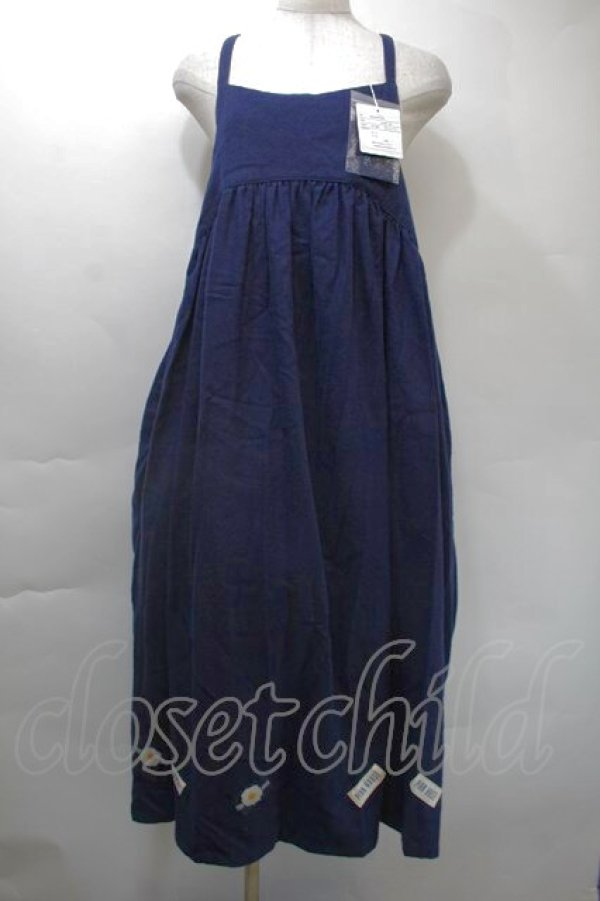 画像1: PINK HOUSE / 裾ワッペンワンピース  青 S-25-11-03-039-LO-OP-AS-ZS (1)