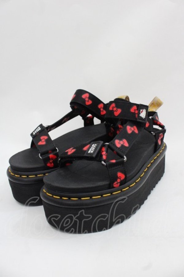 画像1: Dr.Martens （Getta Grip） / Dr.Martens × HELLO KITTY 60years　サンダル UK4 黒 I-25-11-15-102-PU-SH-SA-ZI (1)