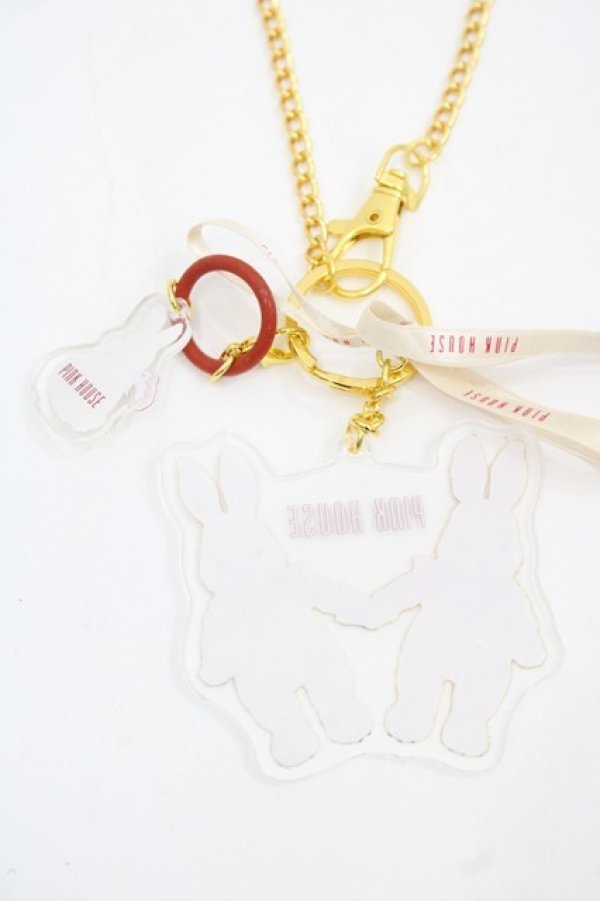 画像3: PINK HOUSE / バラ園うさぎアクリルバッグチャーム  クリア I-25-11-15-107-LO-ZA-SA-ZI (3)