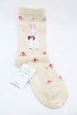 画像2: PINK HOUSE / バラ園うさぎソックス  アイボリー I-25-11-15-111-LO-ZA-SA-ZI (2)