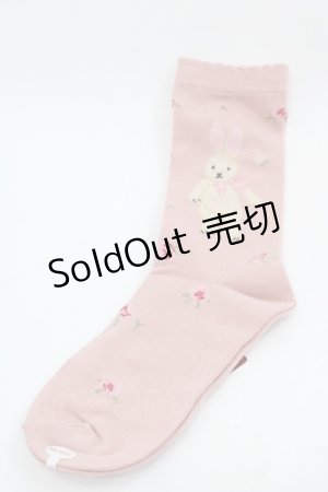 画像: PINK HOUSE / バラ園うさぎソックス  ピンク I-25-11-15-112-LO-ZA-SA-ZI