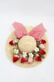 画像1: PINK HOUSE / Straw-berry Hat コサージュ  赤 I-25-11-15-116-LO-ZA-SA-ZI (1)