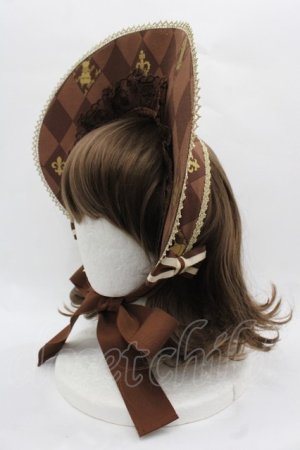 画像: Angelic Pretty / Chess Chocolateボンネット  ブラウン I-25-11-15-124-AP-AC-SA-ZI