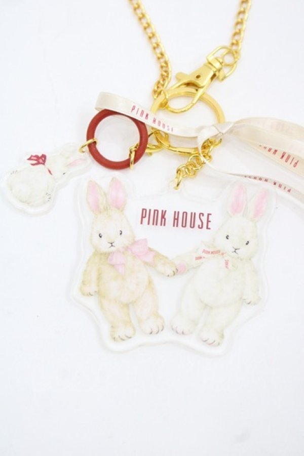 画像2: PINK HOUSE / バラ園うさぎアクリルバッグチャーム  クリア I-25-11-15-107-LO-ZA-SA-ZI (2)