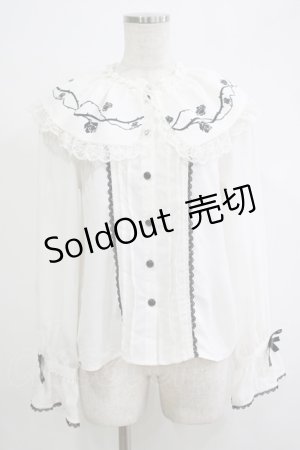 画像: DearMyLove / いばらの薔薇デザインフリルブラウス M ホワイト H-25-11-19-048-EL-BL-NS-ZH