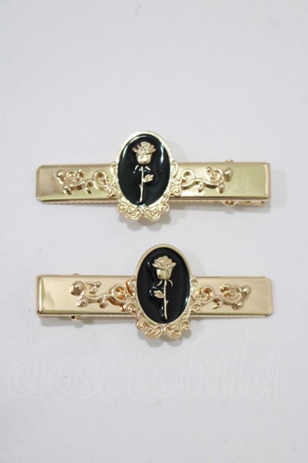 画像2: m petit by misako / AMフラワー2Pクリップ  ブラック H-25-12-05-070-LO-AC-NS-ZH (2)