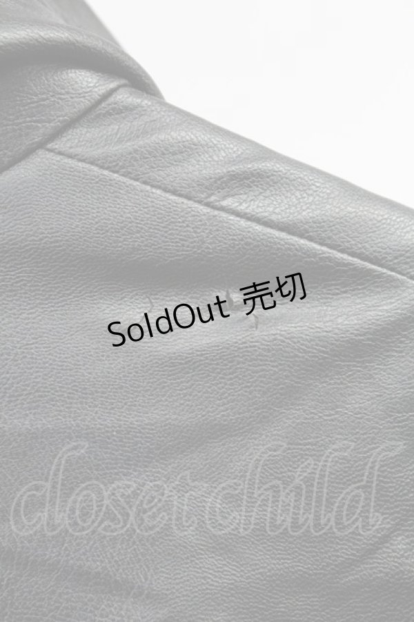 画像5: axes femme / エコレザーフリルブルゾン  黒 T-25-12-11-041-AX-JA-SA-ZI (5)