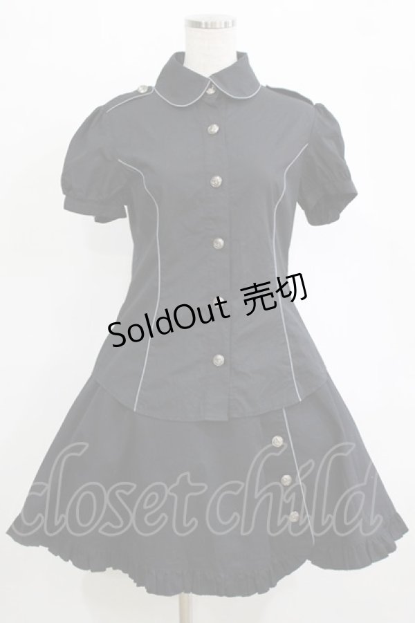 画像1: metamorphose / パイピングブラウス+スカート Free ブラック H-26-01-24-034-ME-OP-NS-ZH (1)