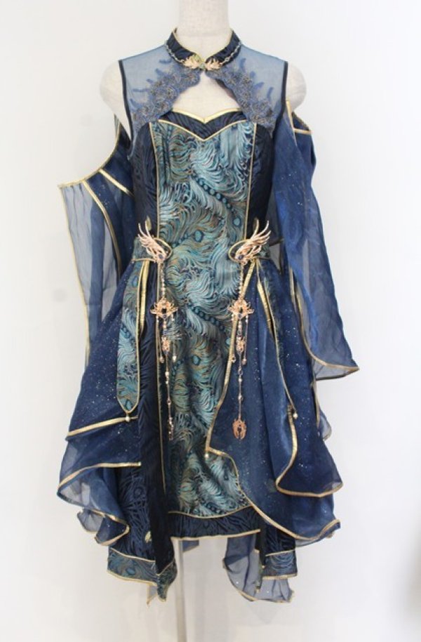画像1: Epetice / Doirs Night 孔雀鱗ドレス M ブルー O-25-11-07-003-LO-OP-YM-OS (1)