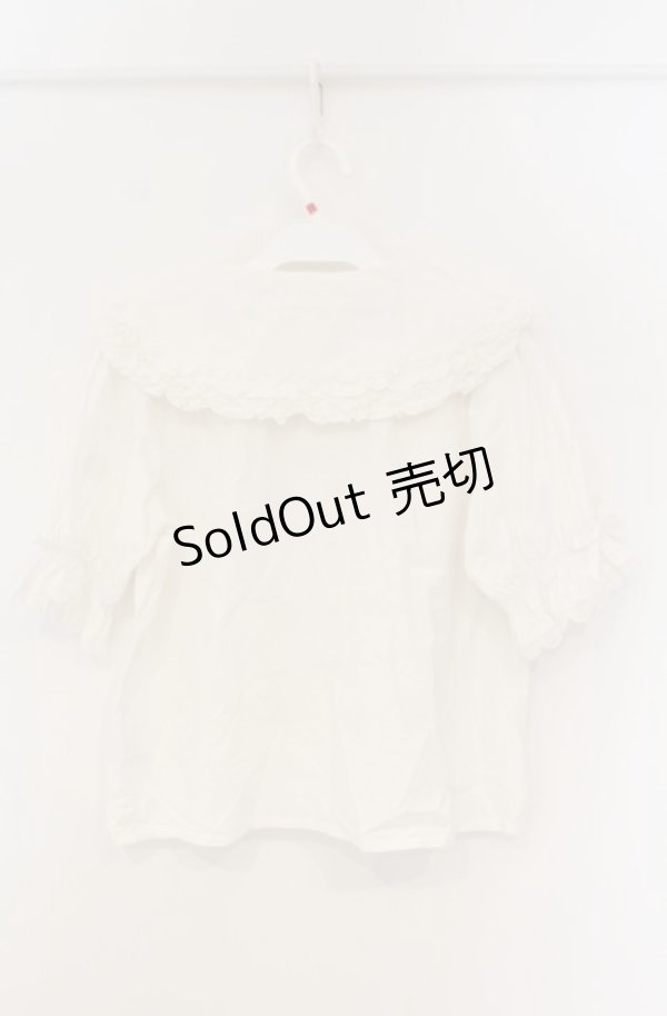 画像3: axes femme kawaii / 半袖丸襟コットンブラウス M シロ O-26-01-23-025-AX-BL-OW-ZT188 (3)