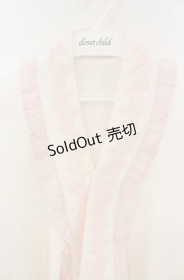 画像3: axes femme kawaii / 衿レース付き和風ブラウス M シロ×ピンク O-26-01-23-049-AX-BL-OW-OS (3)