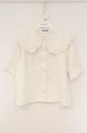 画像: axes femme kawaii / 半袖丸襟コットンブラウス M シロ O-26-01-23-025-AX-BL-OW-ZT188