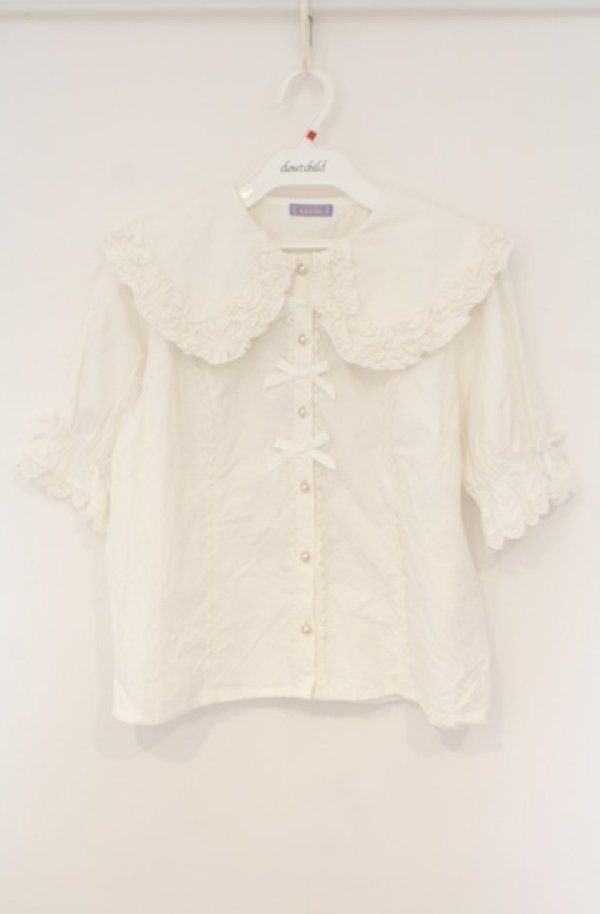 画像1: axes femme kawaii / 半袖丸襟コットンブラウス M シロ O-26-01-23-025-AX-BL-OW-OS (1)