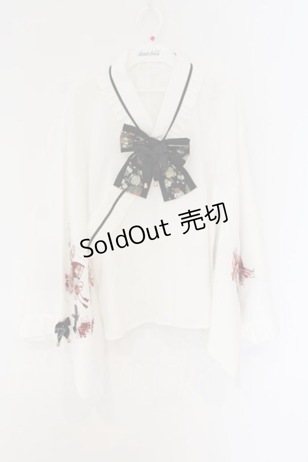 画像1: Amavel / びいどろ金魚と曼珠沙華和風ブラウス F アイボリー×クロリボン O-26-01-26-027-CA-BL-OW-OS (1)