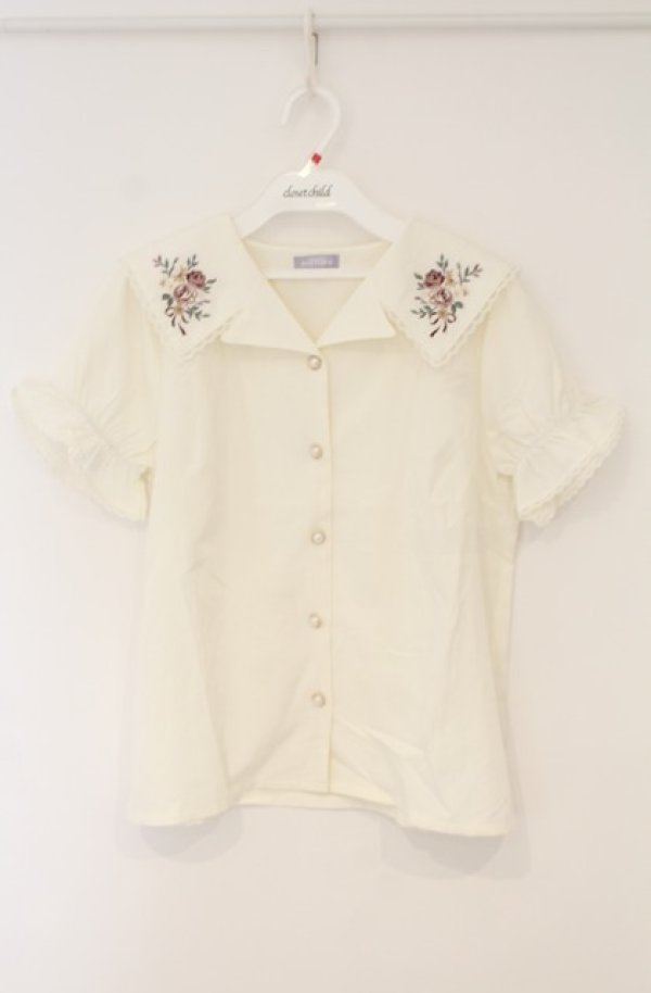 画像1: axes femme POETIQUE / ブーケ刺繍襟ブラウス M キナリ O-26-01-23-047-AX-BL-OW-OS (1)