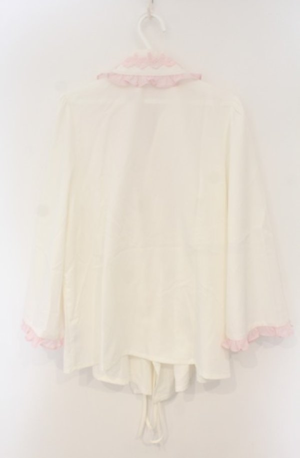 画像4: axes femme kawaii / 衿レース付き和風ブラウス M シロ×ピンク O-26-01-23-049-AX-BL-OW-OS (4)