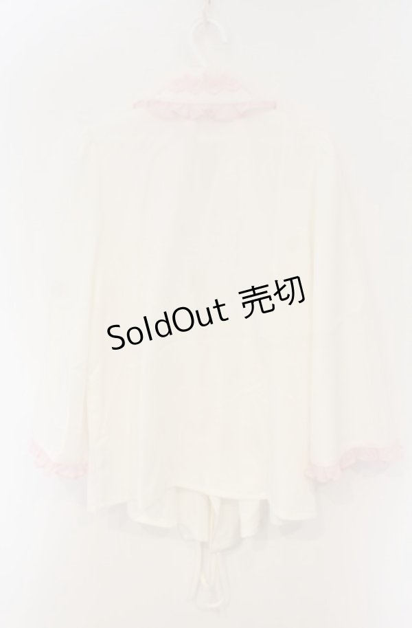 画像4: axes femme kawaii / 衿レース付き和風ブラウス M シロ×ピンク O-26-01-23-049-AX-BL-OW-OS (4)