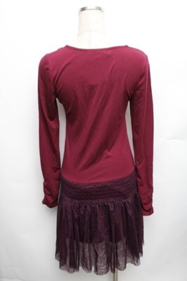 画像2: axes femme / 切替ワンピース  ワイン S-26-01-27-064-AX-TO-AS-ZS (2)