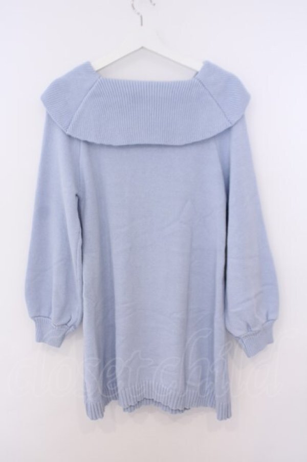 画像3: axes femme / リボン襟ニットミニワンピ F サックス O-26-01-30-1013-AX-OP-OW-OS (3)