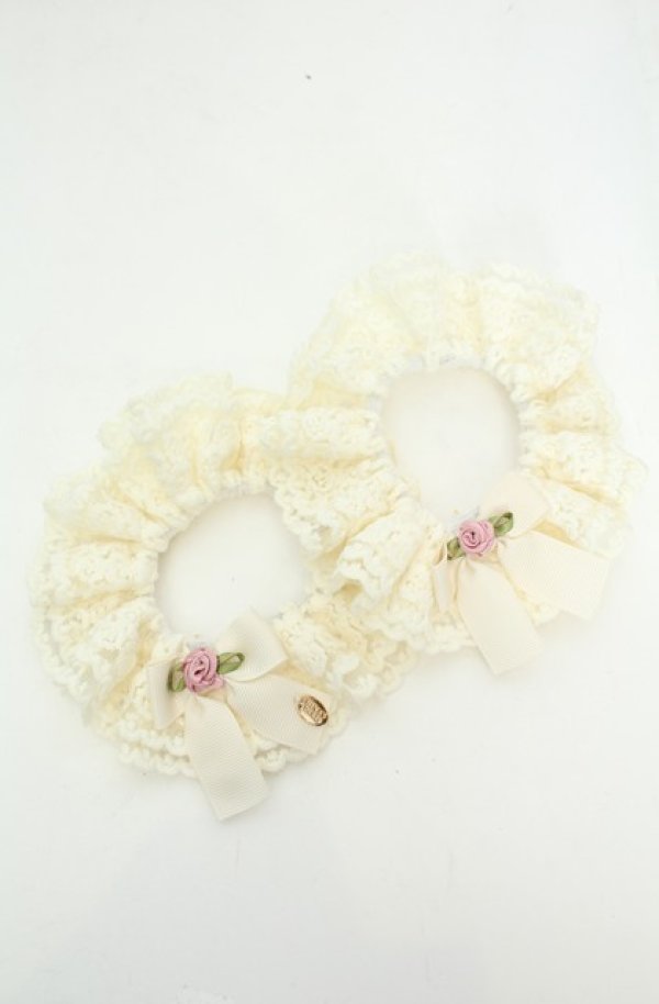 画像1: m petit by misako / NINA'Sコラボ　リボン付き2WAYシュシュ  オフシロ O-26-01-30-058-LO-ZA-YM-OS (1)