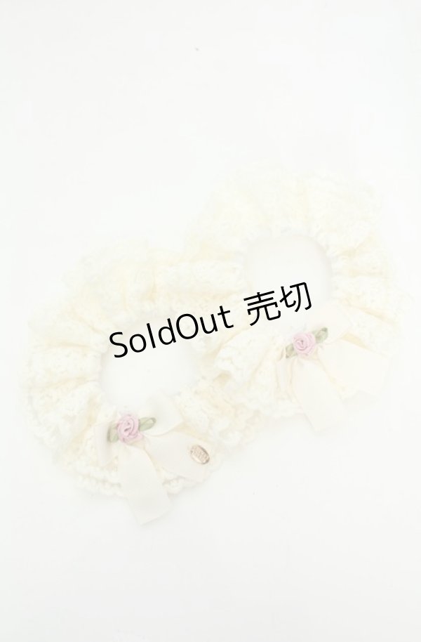 画像1: m petit by misako / NINA'Sコラボ　リボン付き2WAYシュシュ  オフシロ O-26-01-30-058-LO-ZA-YM-OS (1)