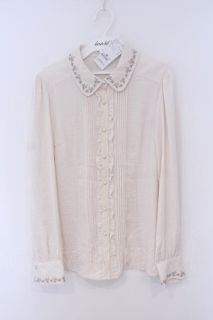 画像: axes femme / ヴィンテージサテン刺繍入ブラウス L キナリ O-26-01-30-1022-AX-BL-OW-OS