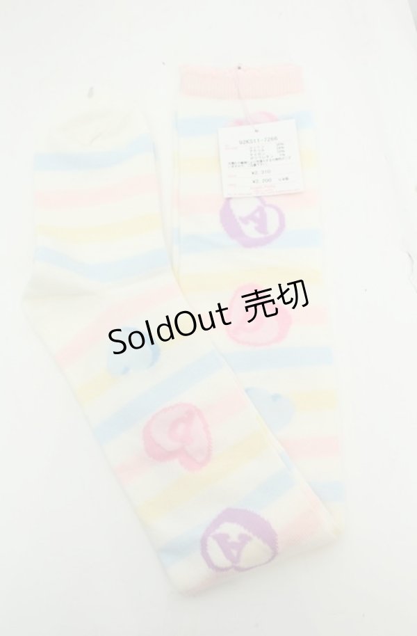 画像2: Angelic Pretty / ドリーミィボーダーオーバーニー  イエロー×ピンク O-26-01-30-064-AP-ZA-OW-OS (2)