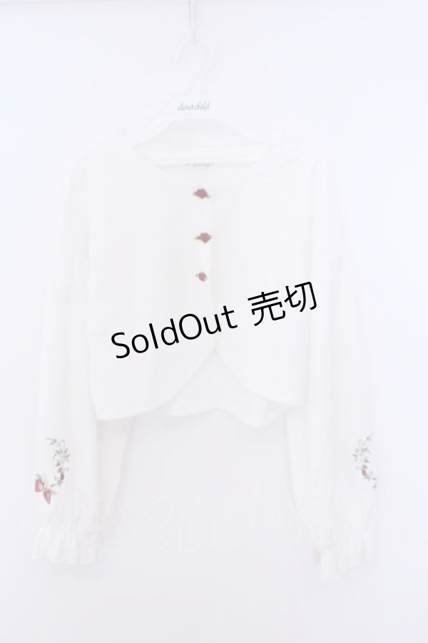 画像1: axes femme / ストロベリー刺繍ボレロ F シロ O-26-01-30-1015-AX-TO-OW-OS (1)