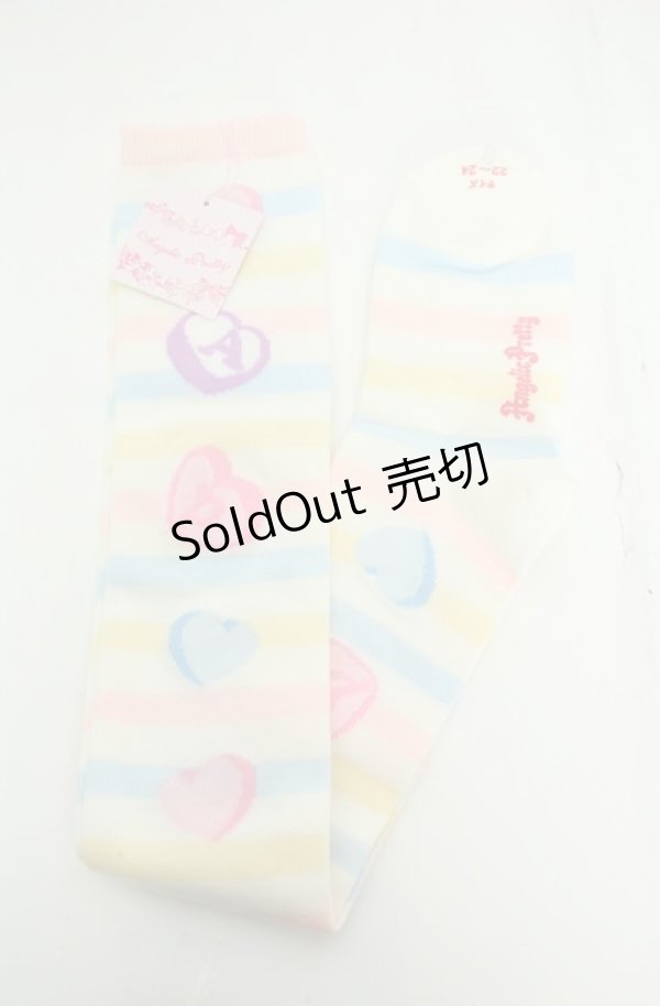 画像1: Angelic Pretty / ドリーミィボーダーオーバーニー  イエロー×ピンク O-26-01-30-064-AP-ZA-OW-OS (1)