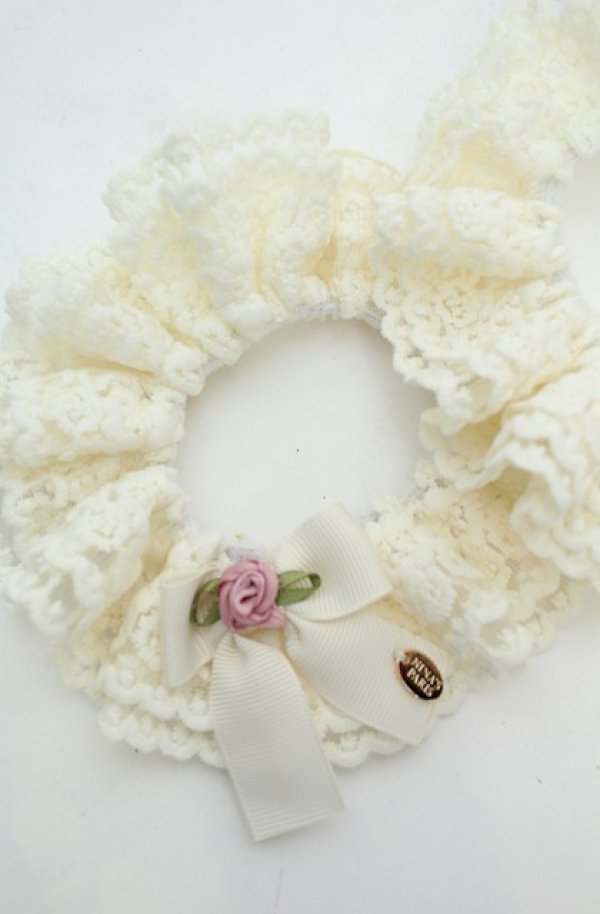 画像2: m petit by misako / NINA'Sコラボ　リボン付き2WAYシュシュ  オフシロ O-26-01-30-058-LO-ZA-YM-OS (2)