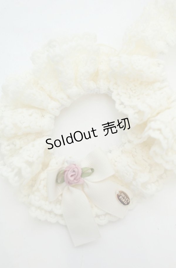 画像2: m petit by misako / NINA'Sコラボ　リボン付き2WAYシュシュ  オフシロ O-26-01-30-058-LO-ZA-YM-OS (2)