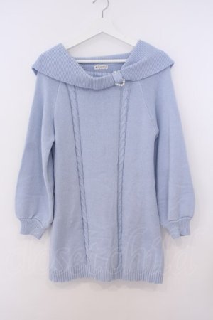 画像: axes femme / リボン襟ニットミニワンピ F サックス O-26-01-30-1013-AX-OP-OW-OS