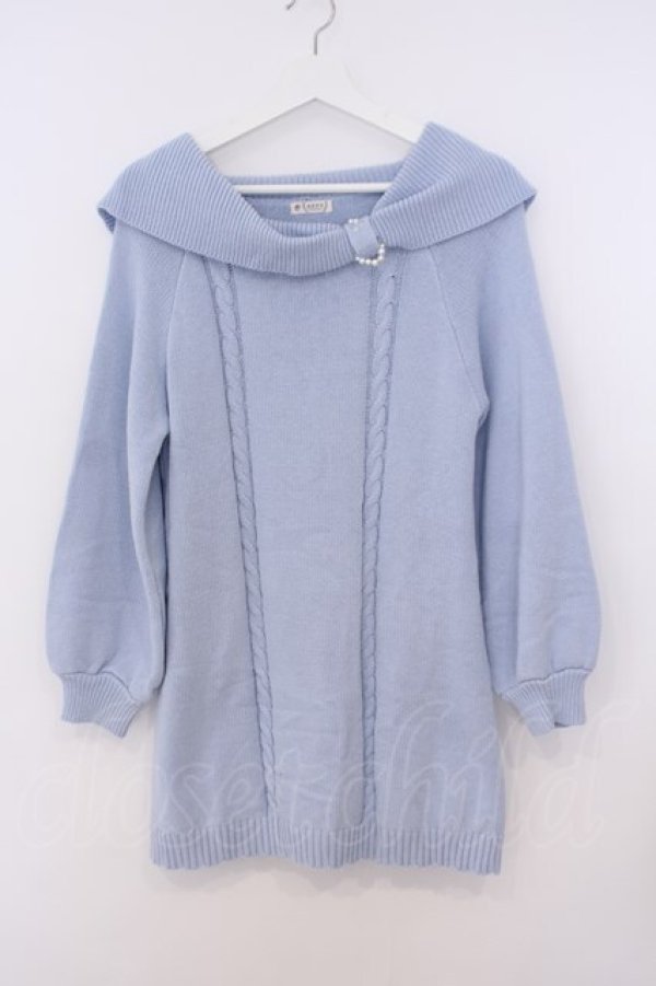 画像1: axes femme / リボン襟ニットミニワンピ F サックス O-26-01-30-1013-AX-OP-OW-OS (1)