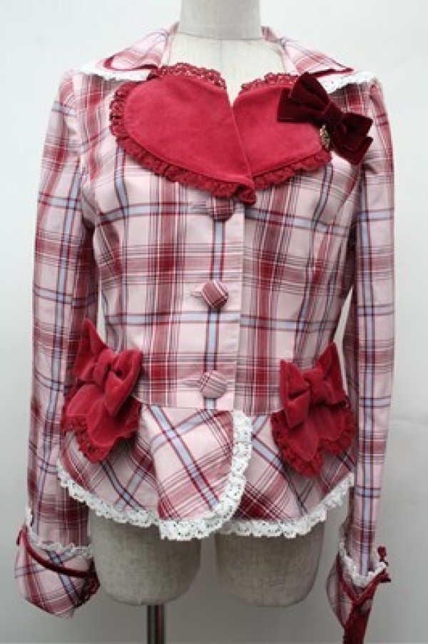 画像1: BABY,THE STARS SHINE BRIGHT / Mary Stuartタータンチェックジャケット  ピンク S-26-02-01-029-BA-JA-AS-ZS (1)