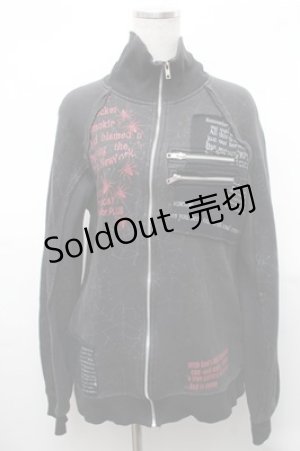 画像: h.ANARCHY / 英字プリントパーカー  黒 S-26-02-01-032-HN-TO-SZ-ZS