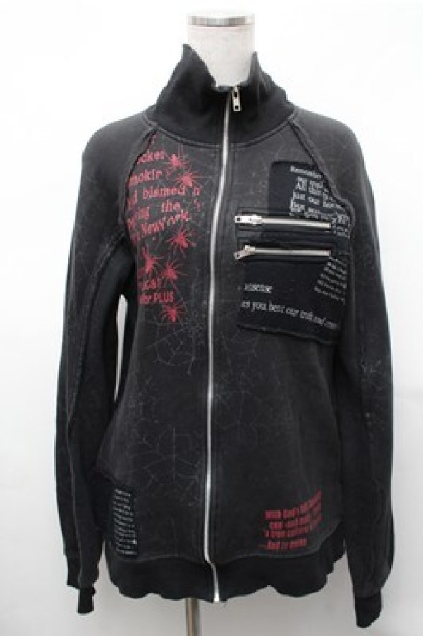 画像1: h.ANARCHY / 英字プリントパーカー  黒 S-26-02-01-032-HN-TO-SZ-ZS (1)