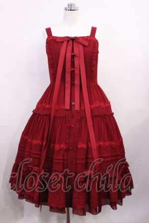 画像: Dawn & Morning Dew（海外ロリータブランド） / フリルジャンパースカート L レッド H-26-02-02-005-PU-OP-NS-ZH